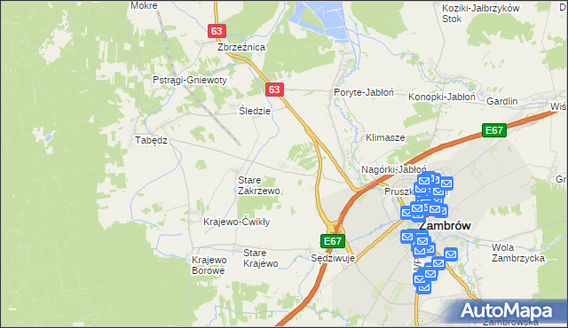 mapa Nowe Zakrzewo, Nowe Zakrzewo na mapie Targeo