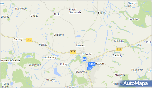 mapa Nowiec, Nowiec na mapie Targeo