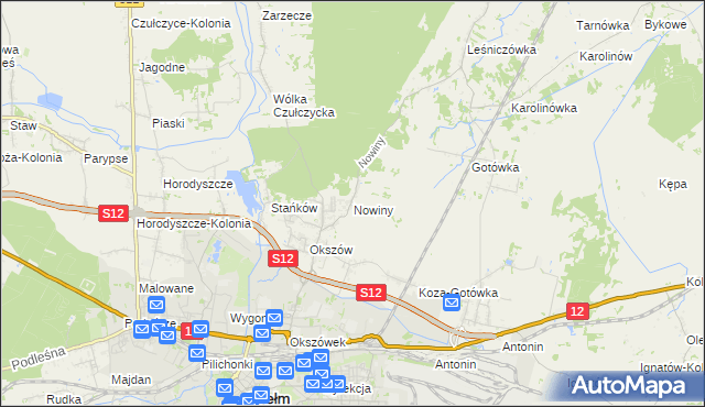 mapa Nowiny gmina Chełm, Nowiny gmina Chełm na mapie Targeo