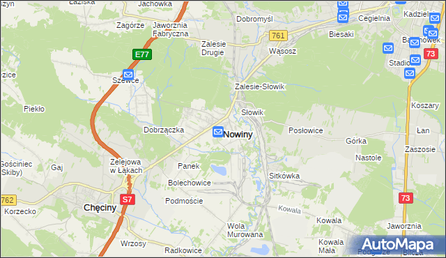 mapa Nowiny gmina Sitkówka-Nowiny, Nowiny gmina Sitkówka-Nowiny na mapie Targeo