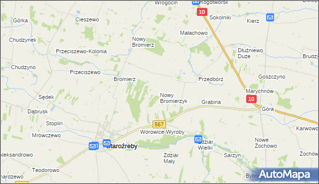 mapa Nowy Bromierzyk, Nowy Bromierzyk na mapie Targeo