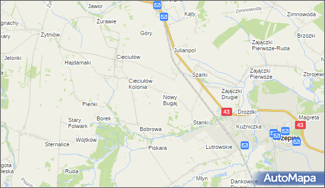 mapa Nowy Bugaj, Nowy Bugaj na mapie Targeo