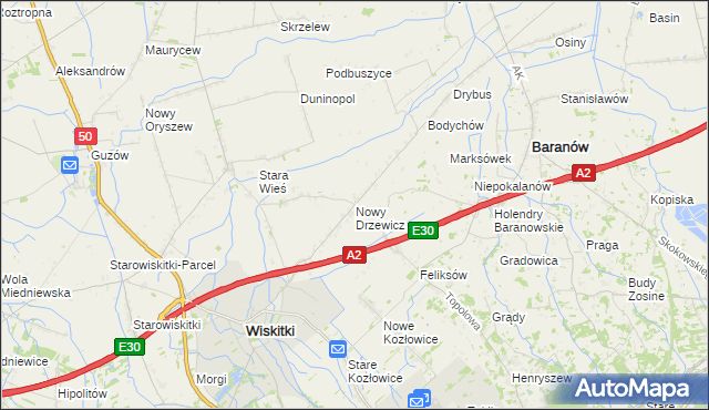 mapa Nowy Drzewicz, Nowy Drzewicz na mapie Targeo