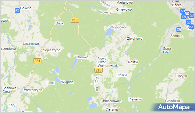 mapa Nowy Dwór Wejherowski, Nowy Dwór Wejherowski na mapie Targeo