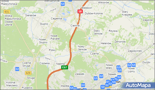 mapa Nowy Janków, Nowy Janków na mapie Targeo