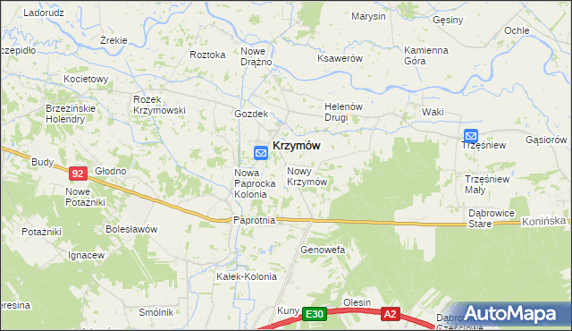 mapa Nowy Krzymów, Nowy Krzymów na mapie Targeo