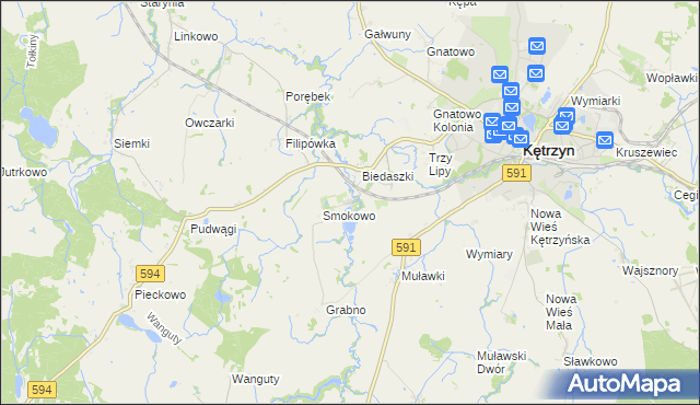 mapa Nowy Młyn gmina Kętrzyn, Nowy Młyn gmina Kętrzyn na mapie Targeo