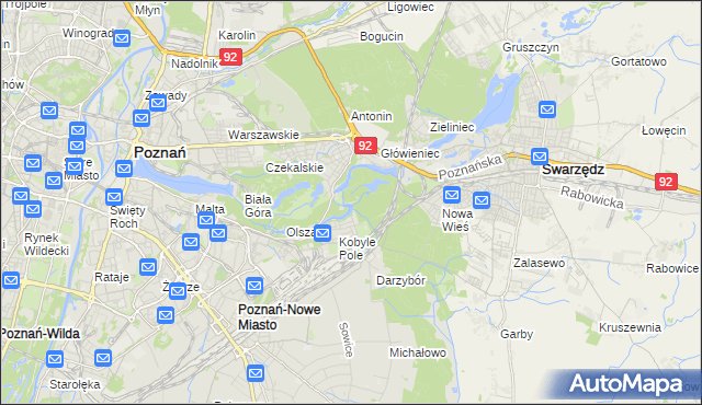 mapa Nowy Młyn gmina Poznań, Nowy Młyn gmina Poznań na mapie Targeo