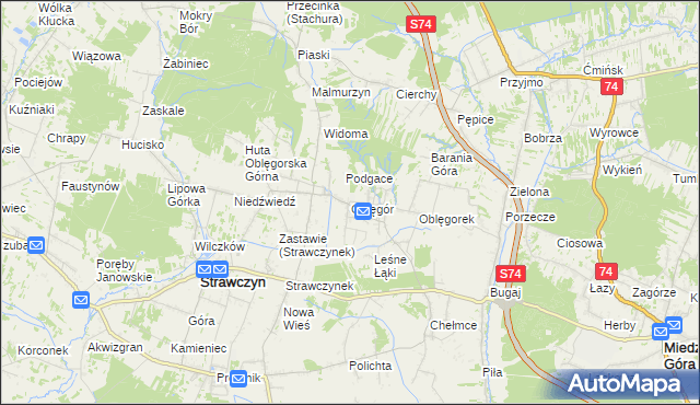 mapa Oblęgór, Oblęgór na mapie Targeo
