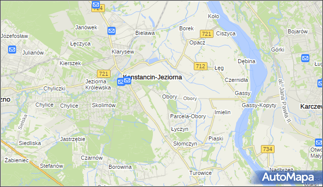 mapa Obory gmina Konstancin-Jeziorna, Obory gmina Konstancin-Jeziorna na mapie Targeo