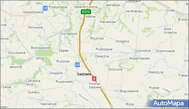 mapa Obręczna, Obręczna na mapie Targeo