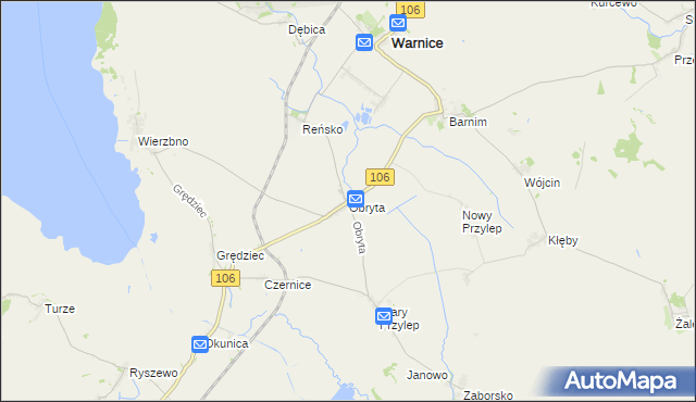 mapa Obryta, Obryta na mapie Targeo