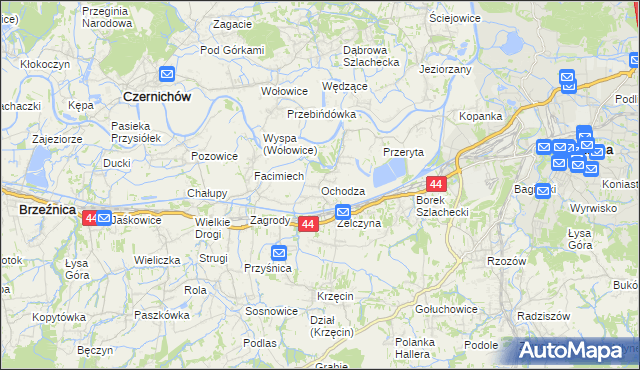 mapa Ochodza gmina Skawina, Ochodza gmina Skawina na mapie Targeo