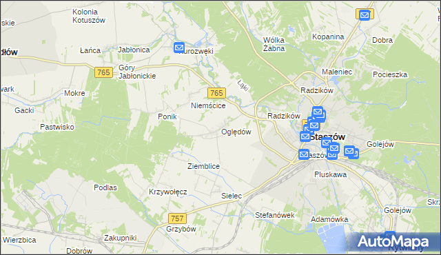 mapa Oględów, Oględów na mapie Targeo