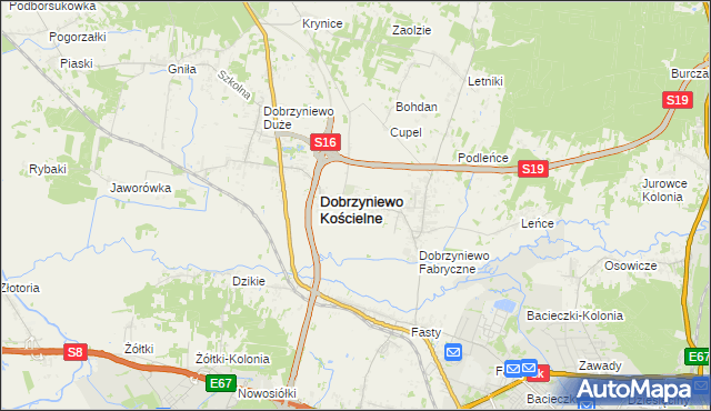mapa Ogrodniki gmina Dobrzyniewo Duże, Ogrodniki gmina Dobrzyniewo Duże na mapie Targeo