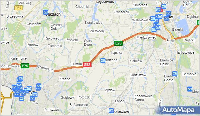 mapa Ogrodzona gmina Dębowiec, Ogrodzona gmina Dębowiec na mapie Targeo