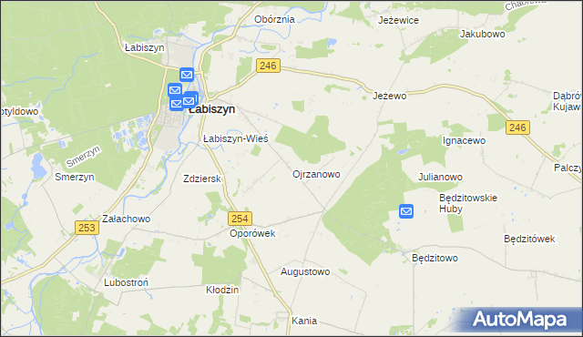 mapa Ojrzanowo, Ojrzanowo na mapie Targeo