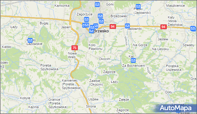 mapa Okocim, Okocim na mapie Targeo