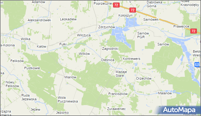 mapa Oleśnica gmina Dalików, Oleśnica gmina Dalików na mapie Targeo