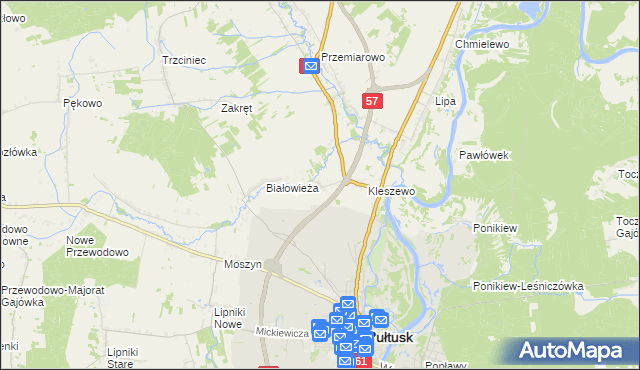 mapa Olszak gmina Pułtusk, Olszak gmina Pułtusk na mapie Targeo