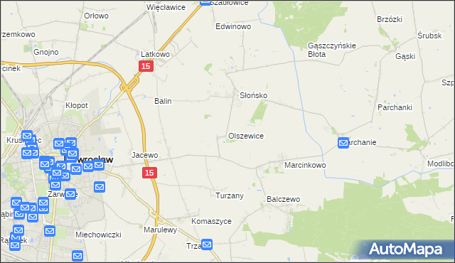 mapa Olszewice gmina Inowrocław, Olszewice gmina Inowrocław na mapie Targeo