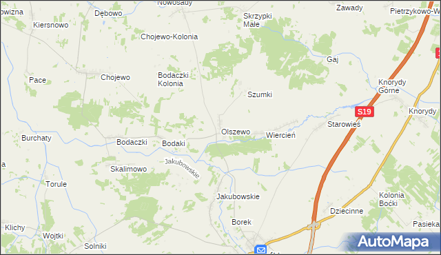 mapa Olszewo gmina Boćki, Olszewo gmina Boćki na mapie Targeo