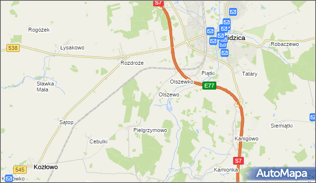 mapa Olszewo gmina Nidzica, Olszewo gmina Nidzica na mapie Targeo