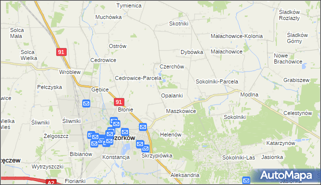 mapa Opalanki gmina Ozorków, Opalanki gmina Ozorków na mapie Targeo