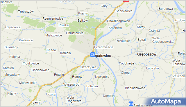 mapa Opatowiec powiat kazimierski, Opatowiec powiat kazimierski na mapie Targeo