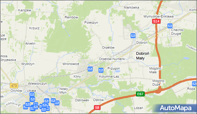 mapa Orpelów-Numerki, Orpelów-Numerki na mapie Targeo