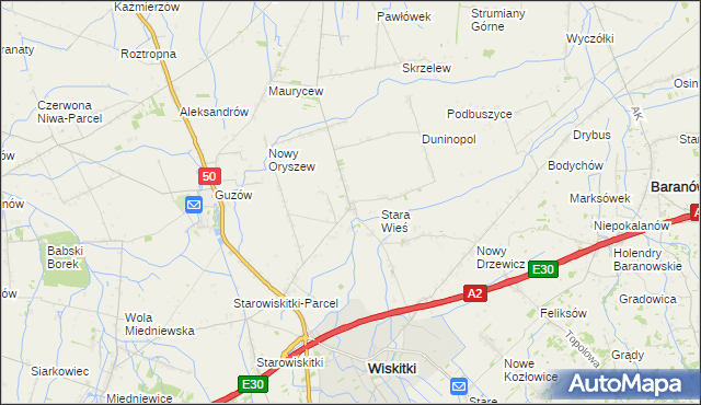 mapa Oryszew-Osada, Oryszew-Osada na mapie Targeo