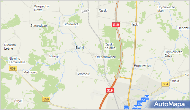 mapa Orzechowicze, Orzechowicze na mapie Targeo