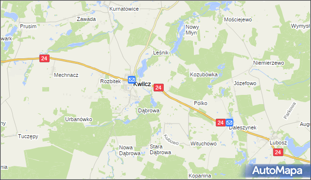 mapa Orzeszkowo gmina Kwilcz, Orzeszkowo gmina Kwilcz na mapie Targeo