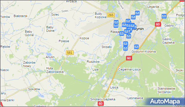 mapa Osada gmina Gostynin, Osada gmina Gostynin na mapie Targeo