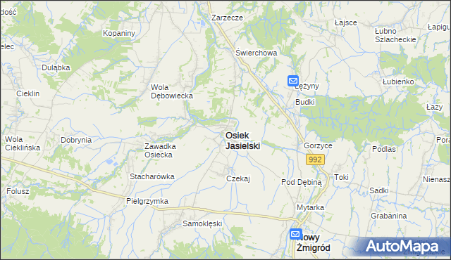 mapa Osiek Jasielski, Osiek Jasielski na mapie Targeo