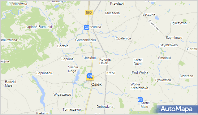 mapa Osiek-Kolonia, Osiek-Kolonia na mapie Targeo