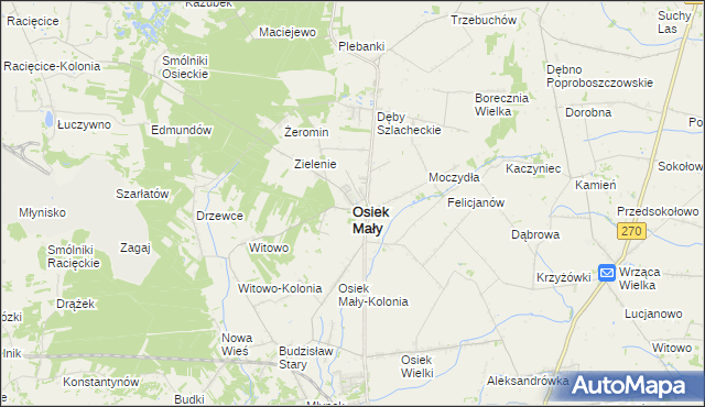 mapa Osiek Mały powiat kolski, Osiek Mały powiat kolski na mapie Targeo
