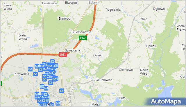 mapa Osinki gmina Suwałki, Osinki gmina Suwałki na mapie Targeo