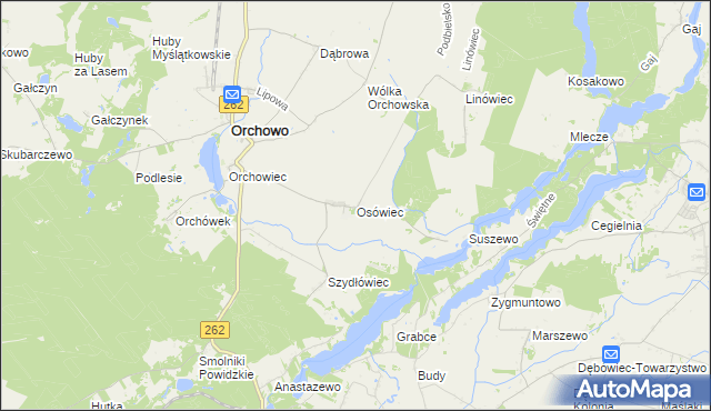 mapa Osówiec gmina Orchowo, Osówiec gmina Orchowo na mapie Targeo