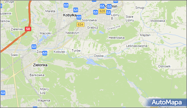 mapa Ossów, Ossów na mapie Targeo
