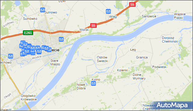mapa Ostrów Świecki, Ostrów Świecki na mapie Targeo