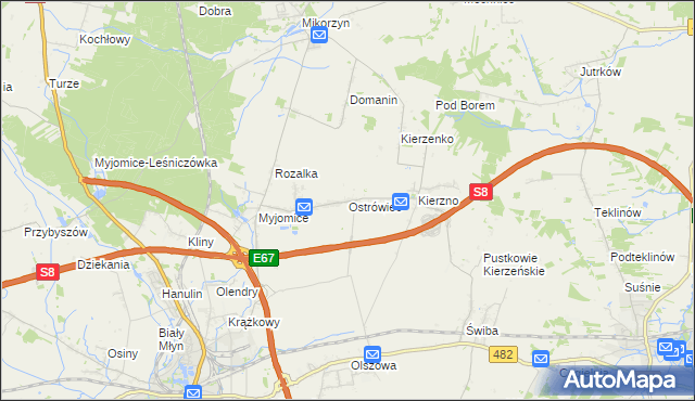 mapa Ostrówiec gmina Kępno, Ostrówiec gmina Kępno na mapie Targeo