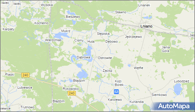 mapa Ostrowite gmina Lniano, Ostrowite gmina Lniano na mapie Targeo