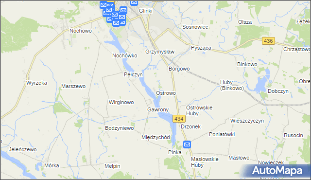 mapa Ostrowo gmina Śrem, Ostrowo gmina Śrem na mapie Targeo