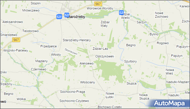 mapa Ostrzykówek, Ostrzykówek na mapie Targeo