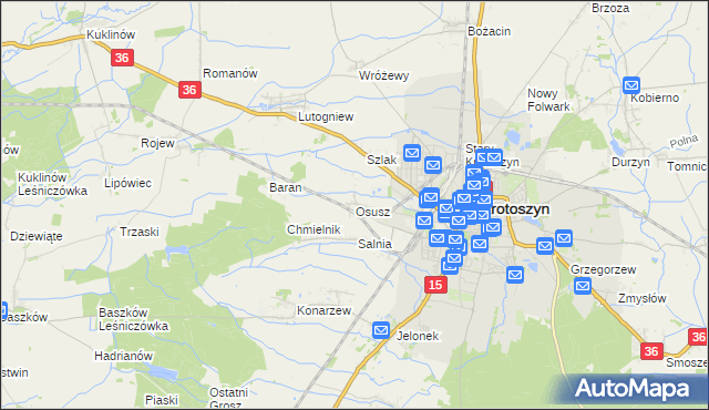 mapa Osusz, Osusz na mapie Targeo