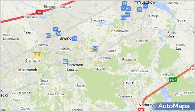mapa Otrębusy, Otrębusy na mapie Targeo