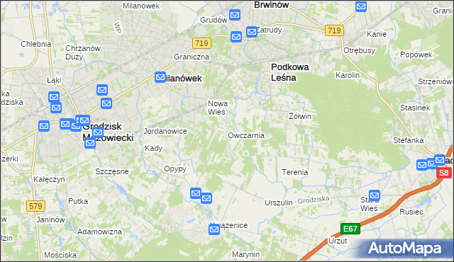 mapa Owczarnia gmina Brwinów, Owczarnia gmina Brwinów na mapie Targeo