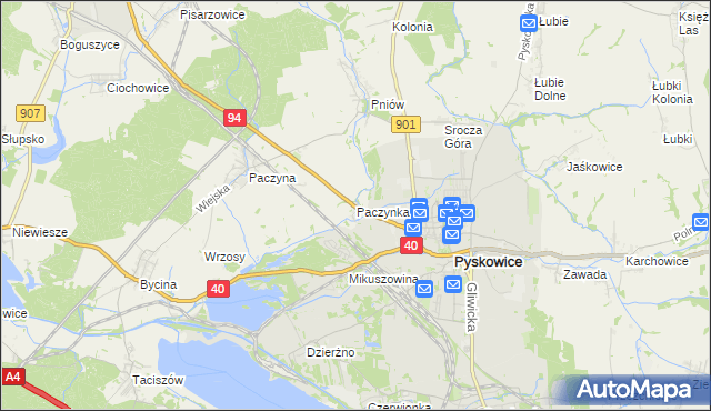 mapa Paczynka, Paczynka na mapie Targeo