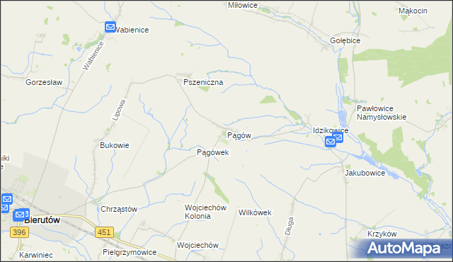 mapa Pągów gmina Wilków, Pągów gmina Wilków na mapie Targeo